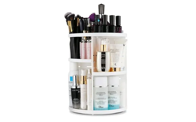 Uniq 360 Roterende Kosmetisk Organizer Hvid Med 28 Rum For Læbestift Og Makeupbørster