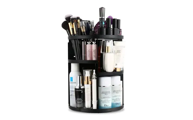 Uniq 360 Roterende Kosmetisk Organizer Sort Med 28 Rum For Læbestift Og Makeupbørster