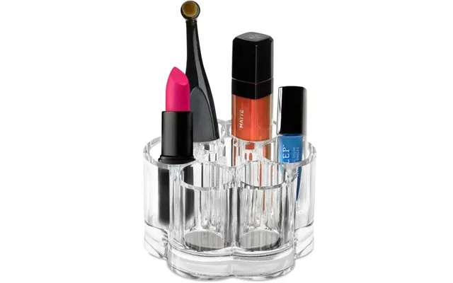 Uniq Blomster Makeup Akryl Organizer U301 - 7 Rum Til Læbestifter Og Makeup Brushes, 8 X 8 X 6,5 Cm