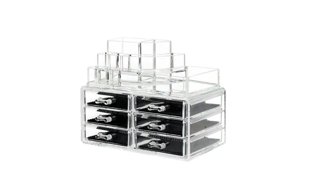 Uniq Makeup Organizer Med 6 Skuffer Transparent Sf-1158 - Kosmetik Organizer Med 6 Rum, 24 X 15 X 18,6 Cm