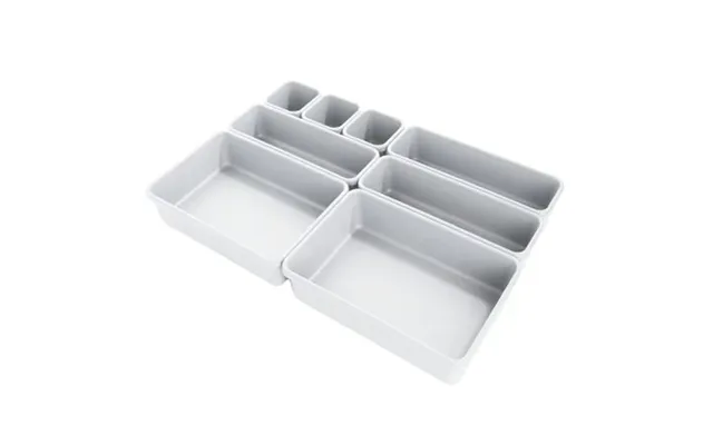 Uniq Multi Skuffe Organizer Sæt Med 8 Kasser Hvid - Slidstærkt Plast