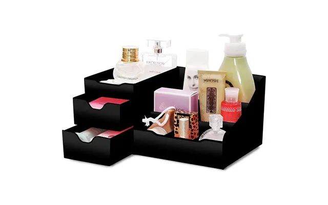 Uniq Organizer Til Makeup Og Hudpleje Med 9 Rum Sort - 28.5 X 18 X 13 Cm