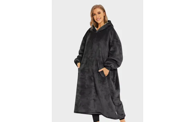 Super Sover Oversized Hoodie-tæppe Mørkegrå