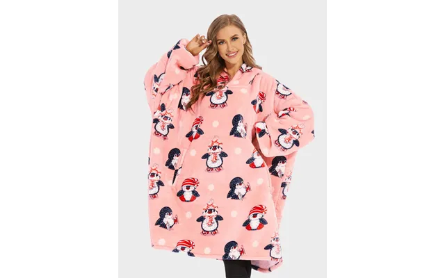 Super Sover Oversized Hoodie-tæppe Pingvin