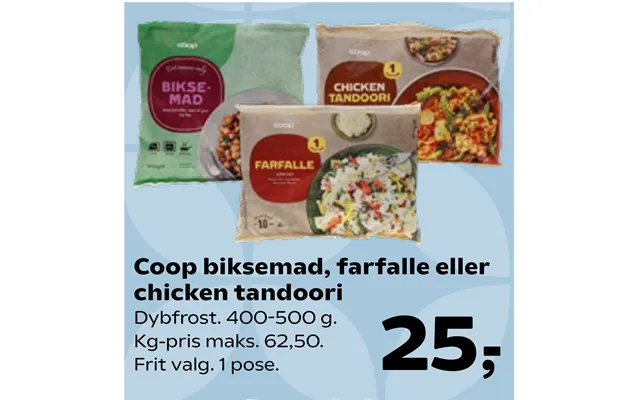 Coop Biksemad, Farfalle Eller Chicken Tandoori