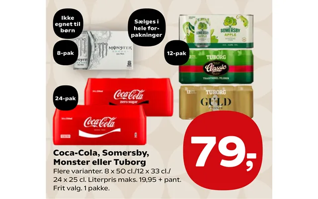 Coca-cola, Somersby, Monster Eller Tuborg