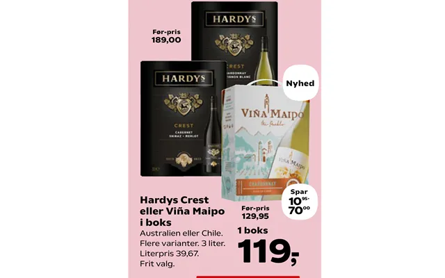 Hardys Crest Eller Viña Maipo I Boks