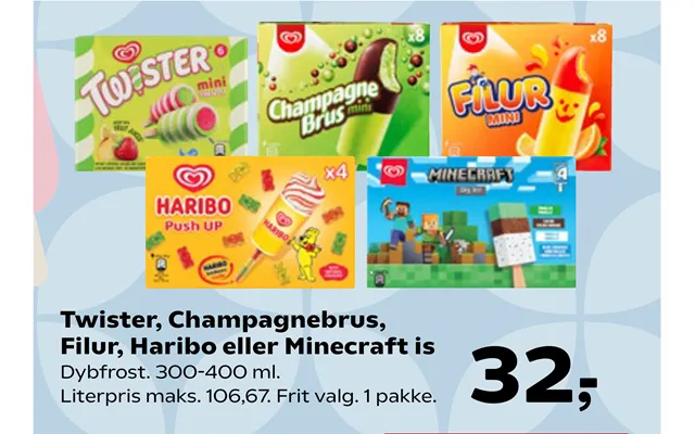 Twister, Champagnebrus, Filur, Haribo Eller Minecraft Is