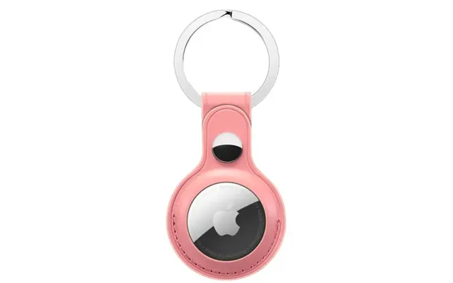Apple Airtag Læder Nøglering. Lyserød.