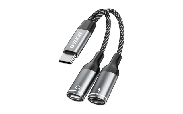 Dudao L13c Usb-c Splitter. 2 I 1 Opladning Og Earphone Adapter