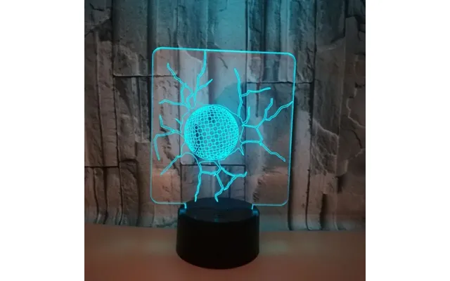Golf 3d Lampe. Golfbold Der Sidder I Krakeleret Glas. Farveskift Mellem 7 Farver