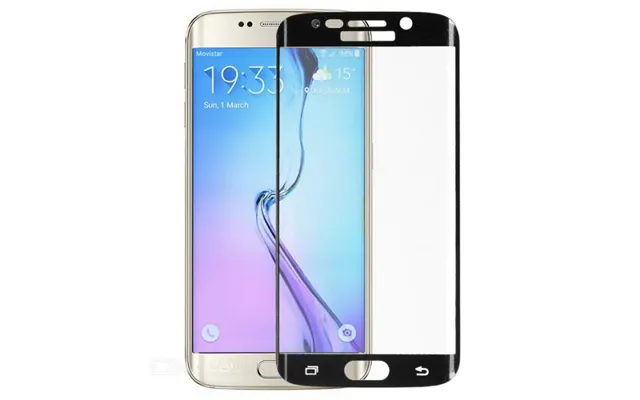 Hærdet Tempered Glas Til S6 Edge. Med Bøjet Glas. Sort.