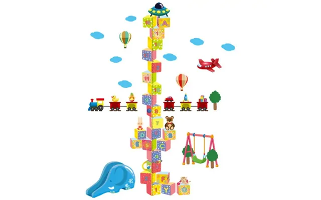 Kæmpe Taltårn Med En Ufo På Toppen. Wallsticker Med Bokse Med Tal Samt Højdemåler