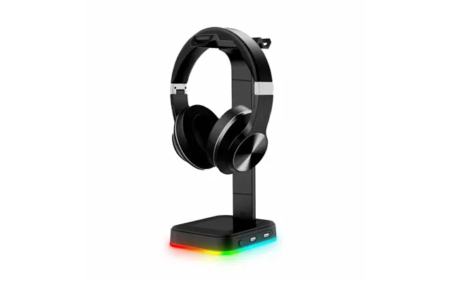 Multifunktionel Rgb Headset Stander Med 2 Usb Porte Og Justerbart Lys