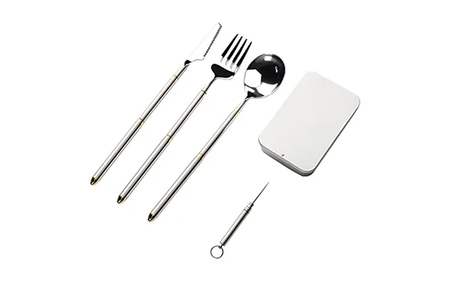 Outdoor- Campingbestik I Rustfrit Stål. Perfekt Til Camping Og Udendørseventyr