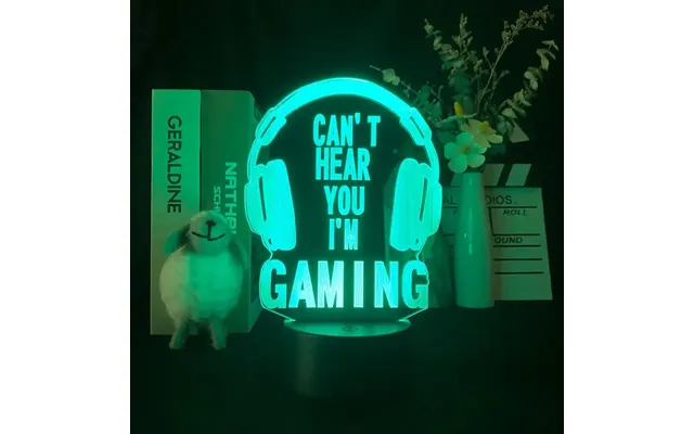 Sjov Gaming 3d Lampe. I Can't Hear You - I'm Gaming. Farveskift Mellem 7 Farver