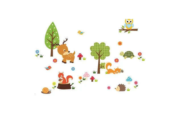 Sød Wallsticker Med Alle Skovens Dyr. Dådyr - Egern