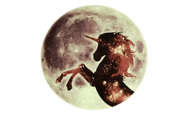Stor Selvlysende Måne Wallsticker. 30 Cm. Stejlende Enhjørning