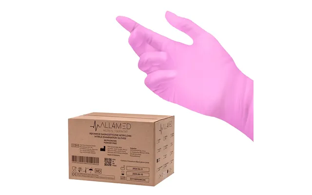 Engangshandsker Nitril Pink All4med 10x100 Stockpack 1000 Stk