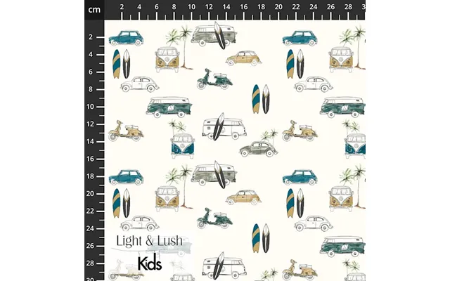 Bomuldspoplin M Biler & Surfboards - Light & Lush Kids Poplin Spring