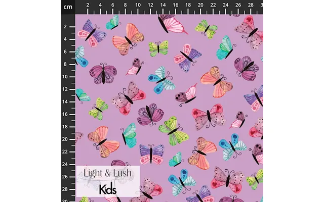 Bomuldspoplin M Kulørte Sommerfugle - Light & Lush Kids Poplin Spring