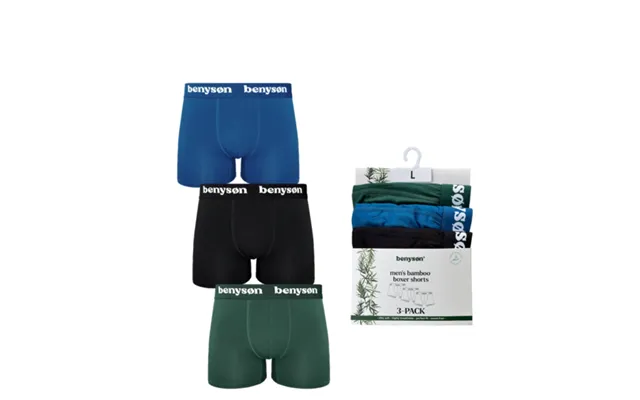 3 Pak Bambus Boksershorts Benysøn, 3 Klassiske Farver - Økotex