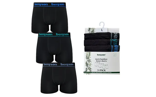 3 Pak Bambus Boksershorts Benysøn, Sort Med Diskret Brand - Økotex