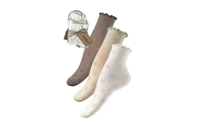 3 Par Lækre Bomulds Sneaker Sok Med Sød Kant - Jordfarver.