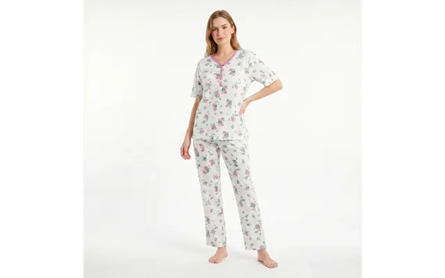 Pyjamas Til Kvinder Med Et Lyserødt Mønster Med Blomster - 2xl