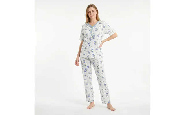Pyjamas Til Kvinder Med Lyst Blat Blomstermønster - 2xl