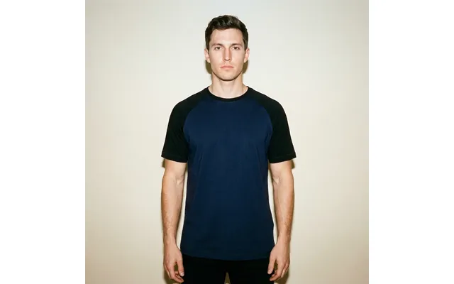 Raglan Tee, Navy Blå Med Sorte Ærmer - S