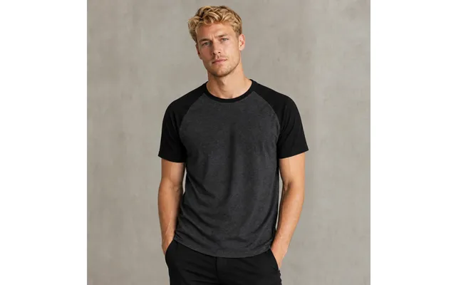 Raglan Tee, Oxford Gray Med Sorte Ærmer - S
