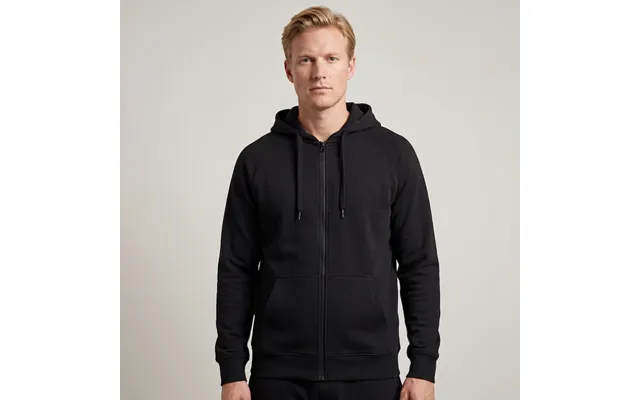 Sport Hooded Zip Sort, Til Mænd. Økologisk - 2xl
