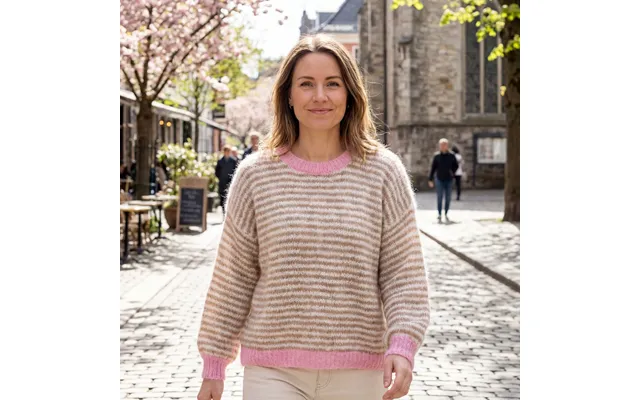 Super Lækker Sweater - Beige & Hvide Striber