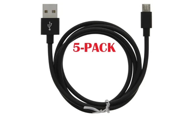 5-pack Kabel Usb-a - Microusb 2.4a, 1m, Sort