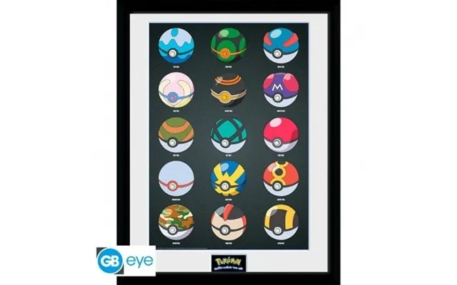 Abysse Pokemon - Indrammet Print Pokeballs 30x40