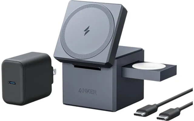 Anker 3-i-1 Cube Med Magsafe Trådlös Laddningsplatta