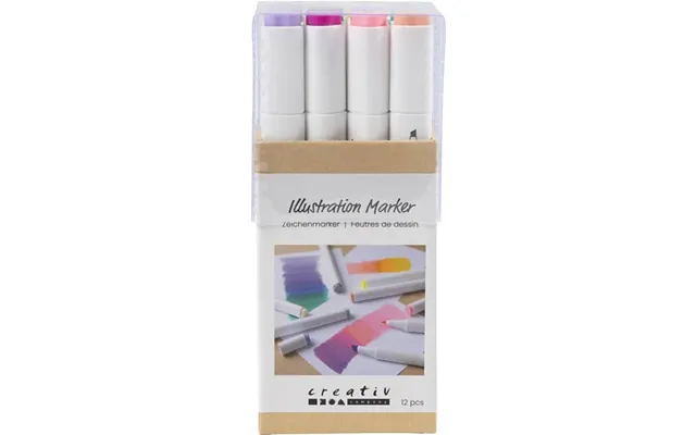 Creative Toys Creativ - Illustrationspenne, Linje 1 8 Mm, Pastelfarver, 12 Stk