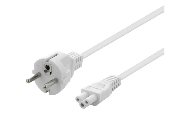 Deltaco Apparatkabel, Rak Cee 7 7 - Rak Iec C5, 3m, 3x 1,0mm2, Vit