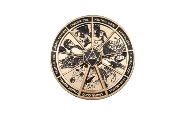 Dungeons & Dragons 24k Guldbelagt Alignment Spinner Pin Badge