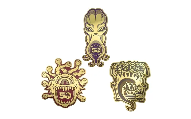 Dungeons & Dragons 50-års Jubilæumssæt Med 3 Pin Badges