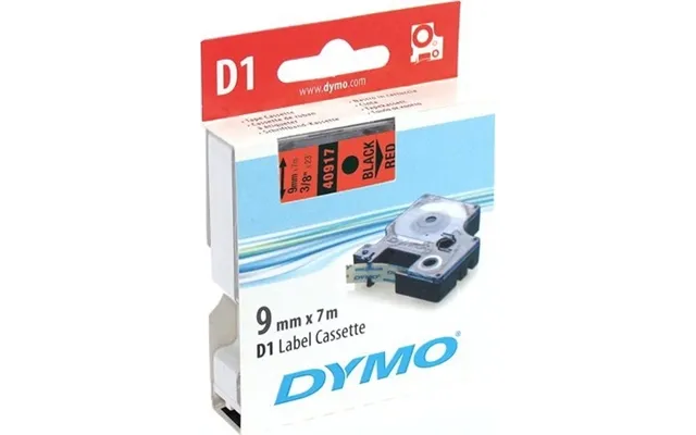Dymo D1, Markeringstape, 9mm, Sort Tekst På Rød Tape, 7m - 40917