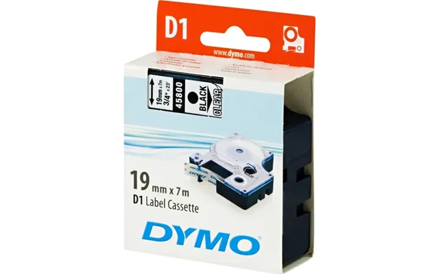 Dymo Farvetape S0720820 45800 19mm Sort På Transparent