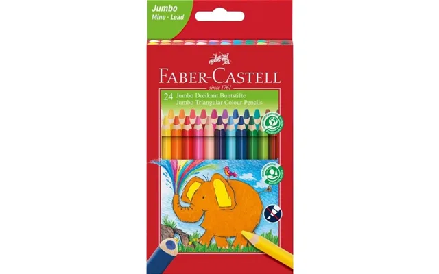 Faber-castell Jumbo Trekantede Farveblyanter - Etui Med 24 Stk 116524