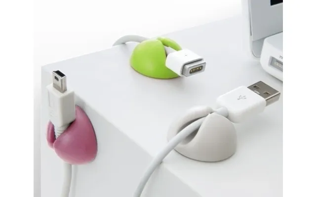 Kabelholder-kabelklemme Mini - 6-pak Gul Pink Grøn