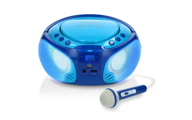 Lenco Bærbar Fm-radio Cd Mp3 Usb-mikrofon Og Lyseffekter Blå