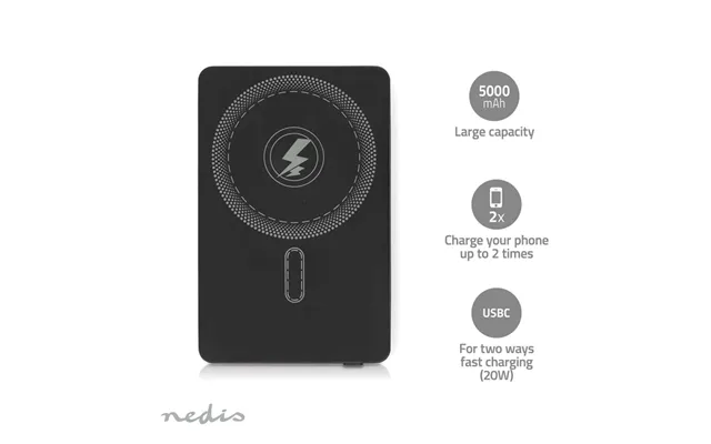 Nedis Powerbank 5000 Mah 20 W Trådløs Ladestyrke 15 W 1.67 2
