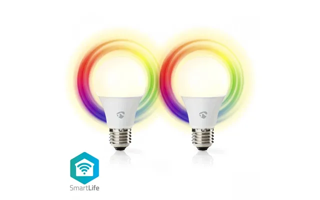 Nedis Smartlife Fuld Farve Pære Wi-fi E27 806 Lm 9 W Rgb Varm Til Kølig Hvid 2700 - 6500 Android Ios Pære 2 Stk