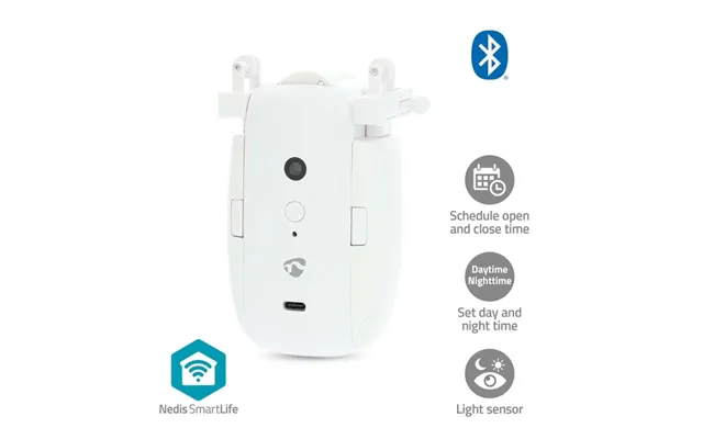 Nedis Smartlife Robot Med Gardin I-skinne U-skinne Draperer Gardiner Batteri Usb Drevet Bluetooth Hvid