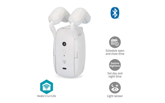 Nedis Smartlife Robot Med Gardin Stavskinne Draperer Gardiner Batteri Usb Drevet Bluetooth Hvid